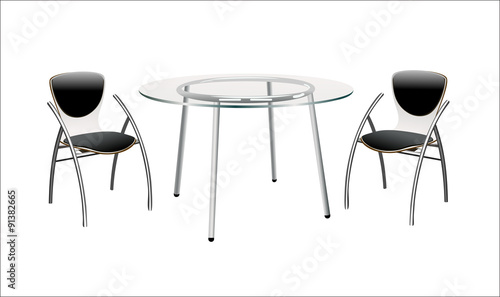 High Glass Top Table w Chairs on white background.