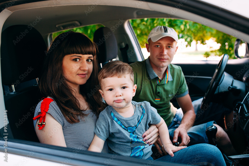 Happy family at the new car. Automobile. Happy family at the new car. Automobile.