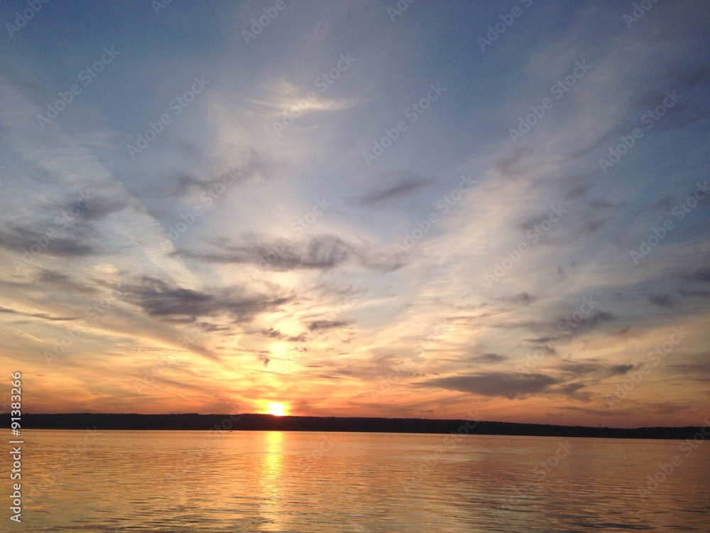 Fototapeta premium sunset at volga river
