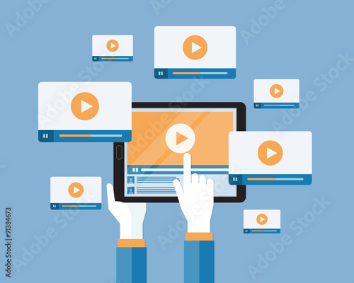 business video marketing content online on tablet