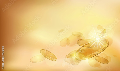 abstract composition with gold coins on a light background