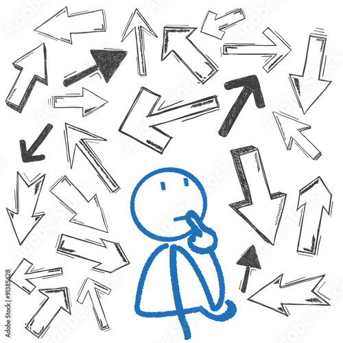 Stickman Thinking Arrows