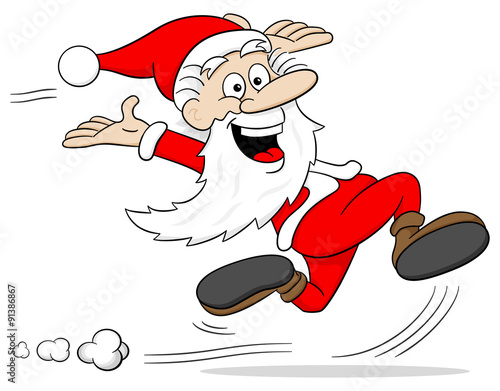rennender Cartoon Weihnachtsmann