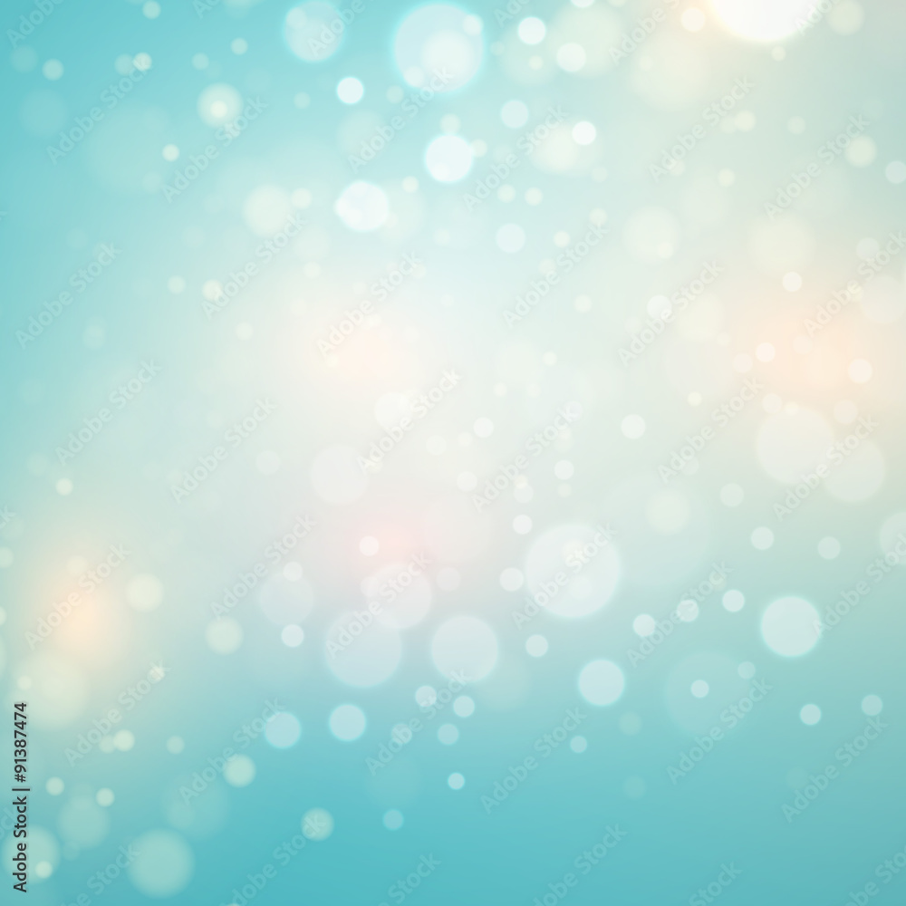 Abstract blue  circular bokeh background. Vector illustration