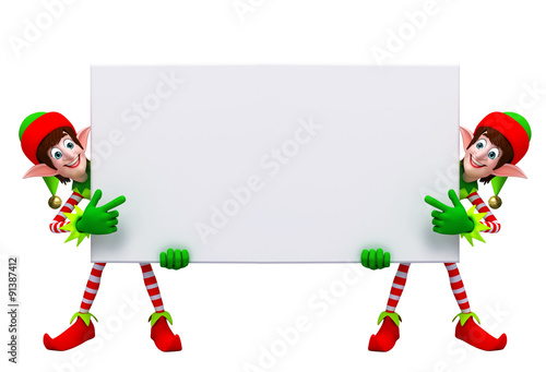 Cartoon Elves with sign