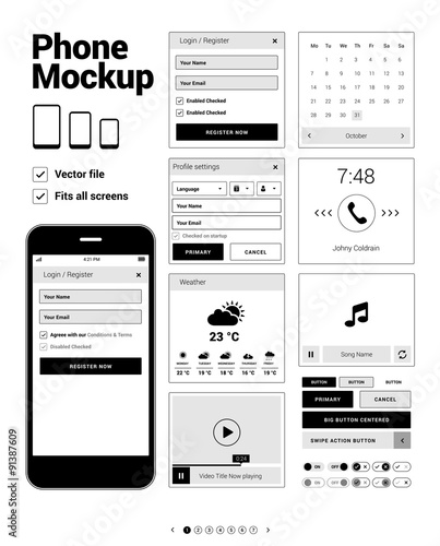 Phone UI elements for mobile apps development