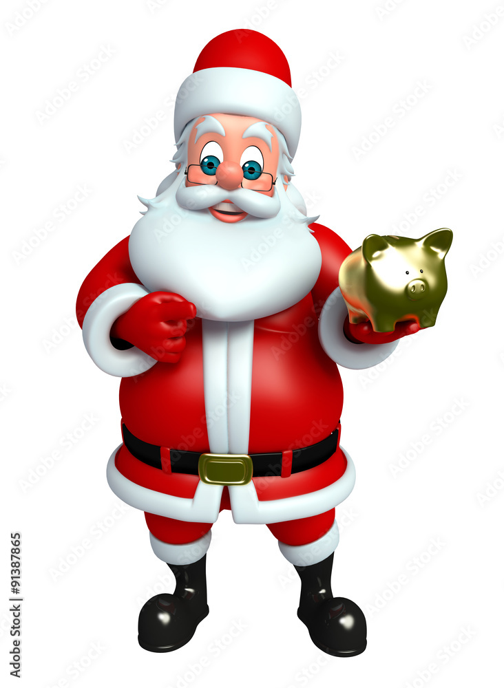 Cartoon Santa claus with piggy bank Cartoon Santa claus with piggy bank