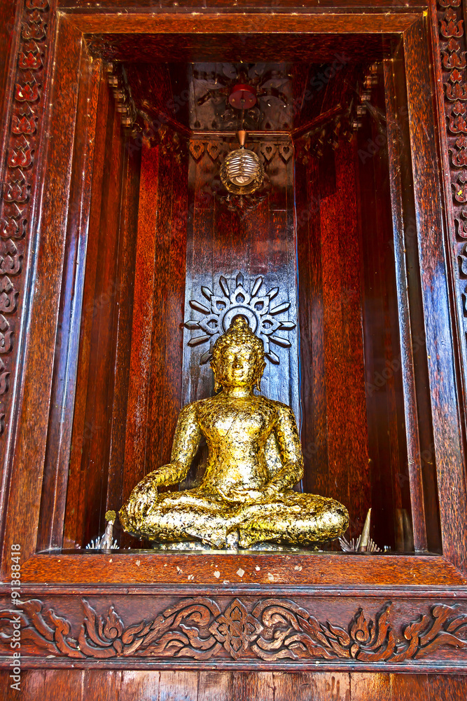 Obraz premium buddha in church palm wood