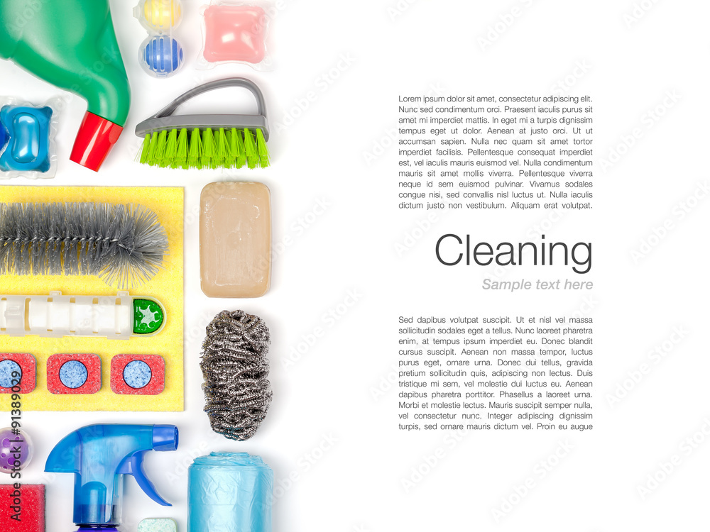 cleaning supplies on white background cleaning supplies on white background