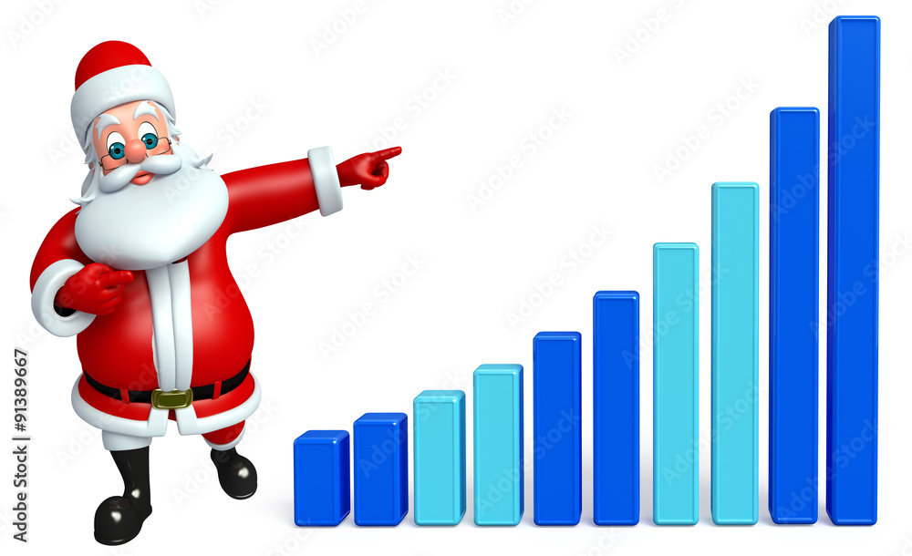 Santa claus with business graph