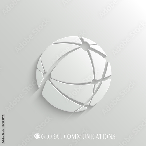 Global communications icon - vector web background