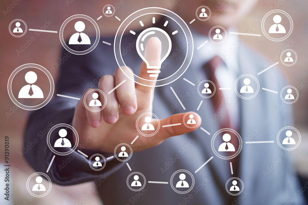 Man with icon chart web business diagrams online sign Man with icon chart web business diagrams online sign