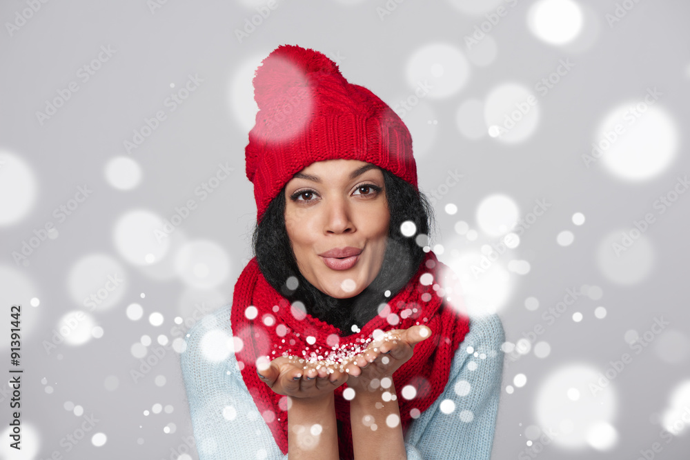 Winter girl blowing snow at you Winter girl blowing snow at you