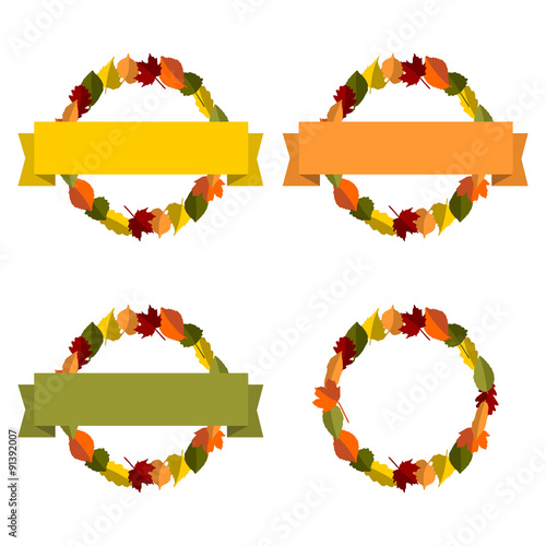 herbstliche Banner mit buntem Blätterkreis