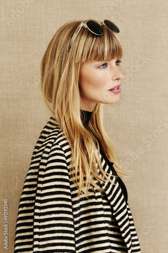 Businesswoman looking away in studio