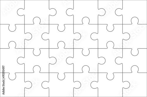 Jigsaw puzzle blank 6x4 elements, twenty four vector pieces. photo