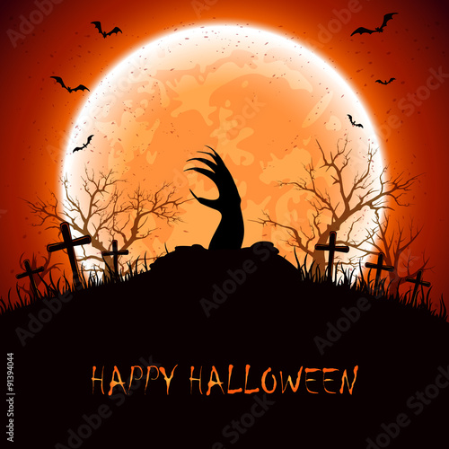 Halloween background with hand