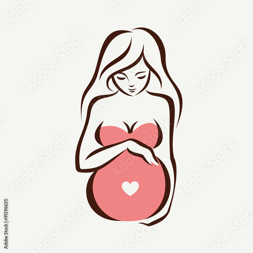 pregnant woman symbol, stylized vector sketch