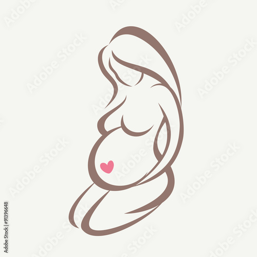 pregnant woman symbol, stylized vector sketch