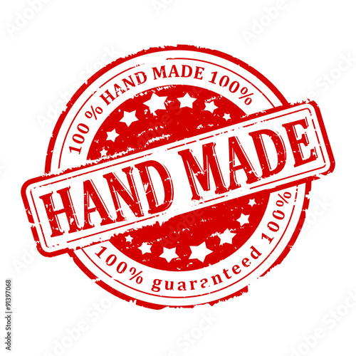 Damaged round red stamped - handmade - illustration