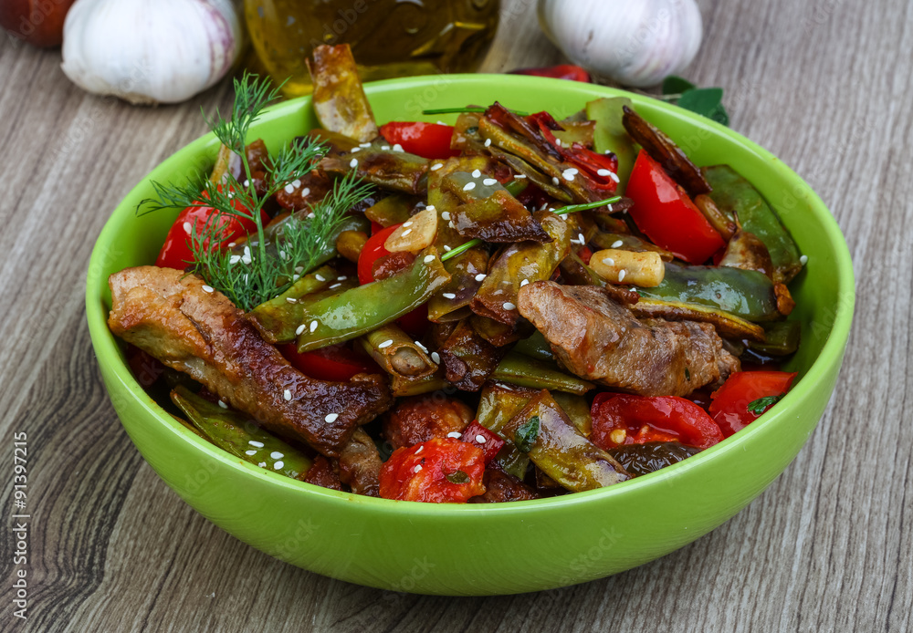 Stir fried pork with vegetables Stir fried pork with vegetables