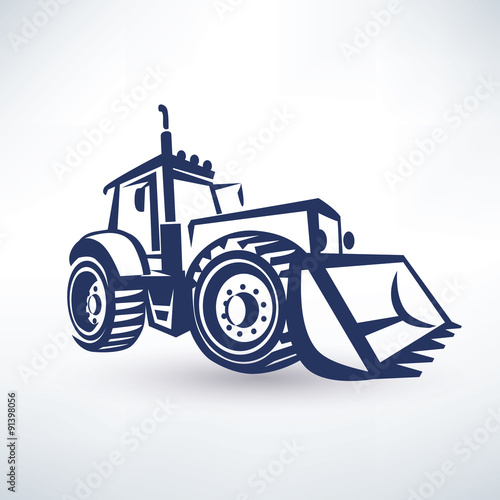 Canvas Print tractor stylized vector symbol, isolated silhouette