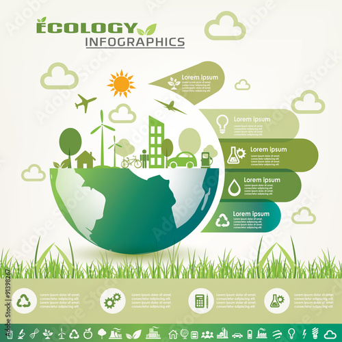 ecology infographics, vector icons collection