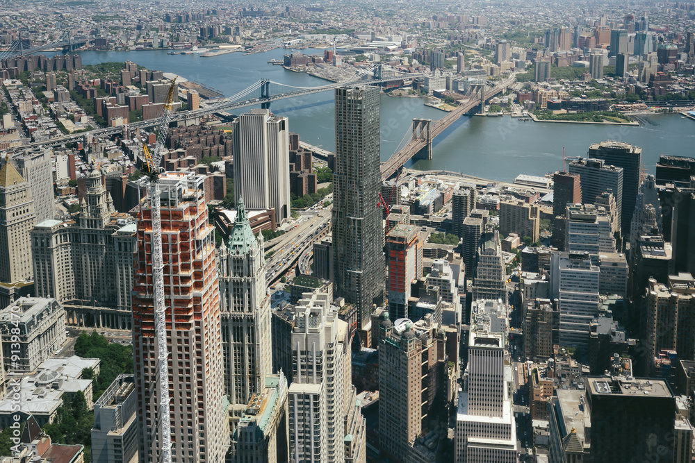Fototapeta premium Aerial veiw of Downtown Manhatton