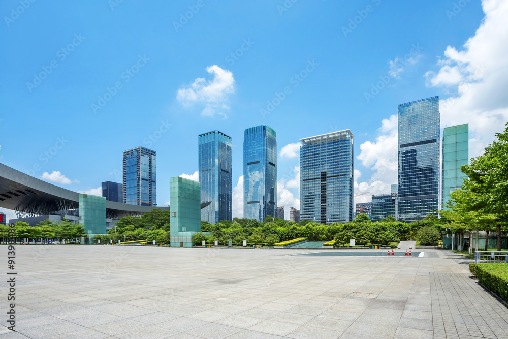 empty square and skyscrapers of shenzheng in china empty square and skyscrapers of shenzheng in china