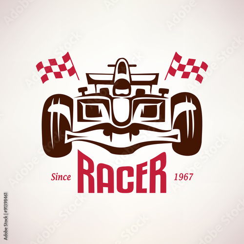 formula racing car emblem, race bolide symbol