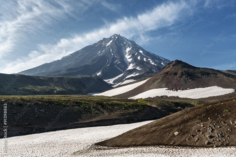 Beautiful Koriaksky Volcano - active volcano of Kamchatka Penins