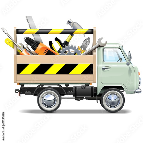 Vector Retro Truck with Toolbox