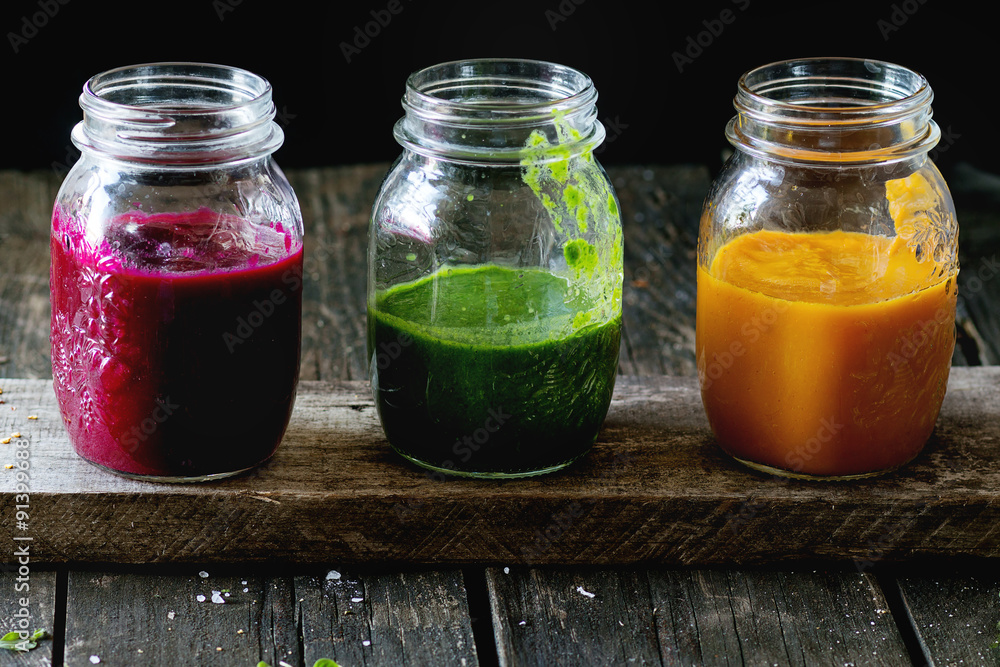 Assortment of vegetable smoothies Assortment of vegetable smoothies