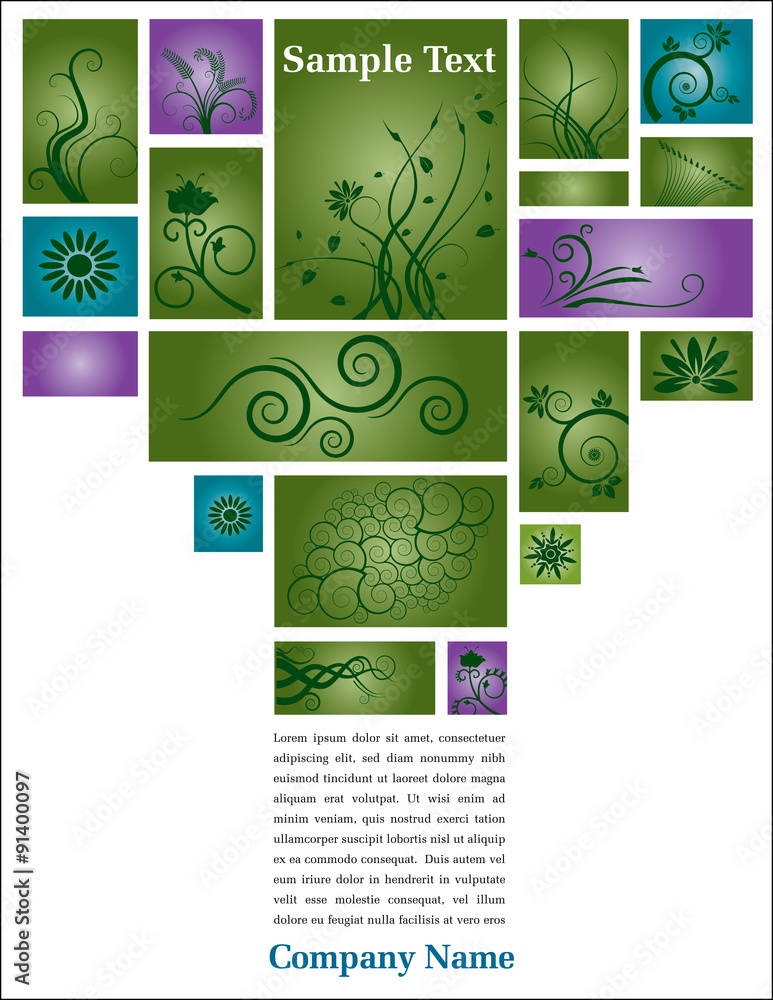 Green, floral page layout design with space for your text