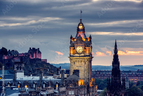Edinburgh castle and Cityscape at night  Scotland UK
