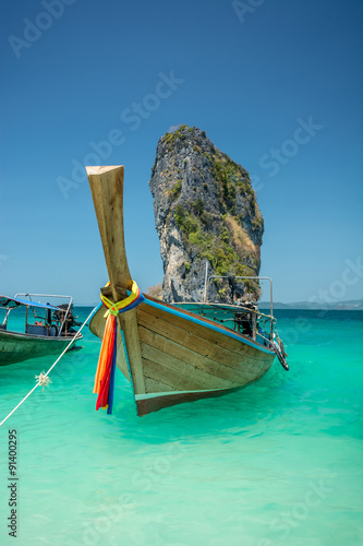 Thailand ocean landscape with boat photo