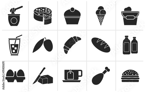 Black Dairy Products - Food and Drink icons - vector icon set