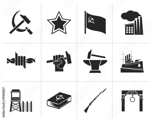 Black Communism, socialism and revolution icons - vector icon set