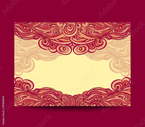 Template  label with abstract wave  in red yellow