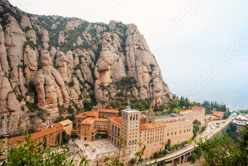 Santa Maria de Montserrat Abbey in Monistrol de Montserrat, Catalonia, Spain. Famous for the Virgin of Montserrat. photo