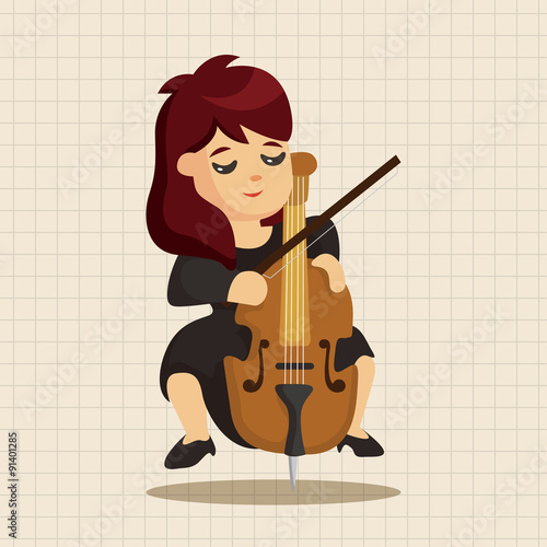 character musician cellist theme elements