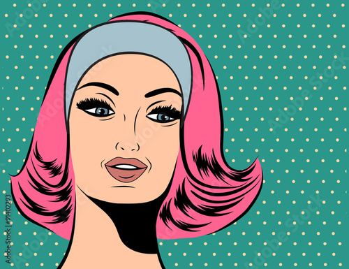 Pop Art illustration of girl with red hair