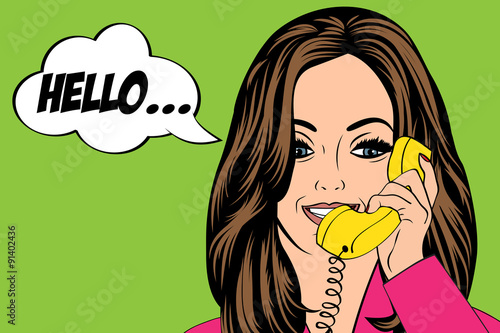 sexy beautiful woman chatting at retro phone