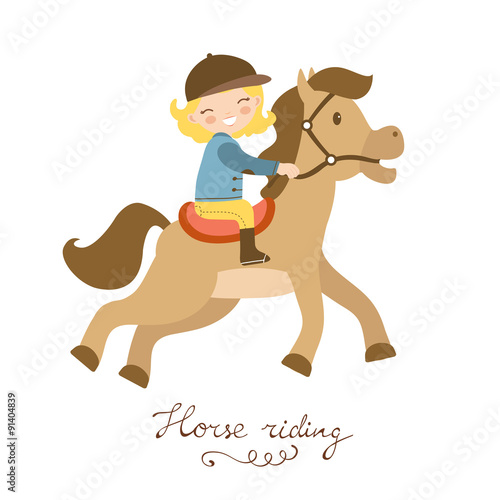 Cute little girl riding a horse