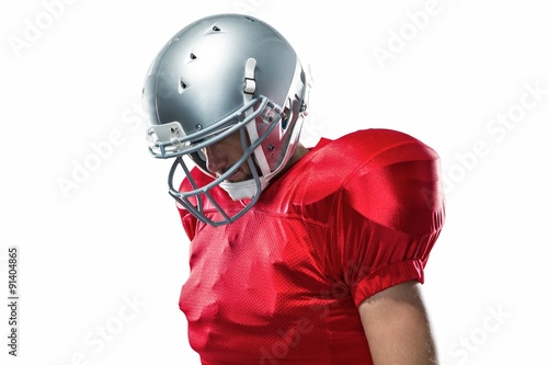American football player looking down