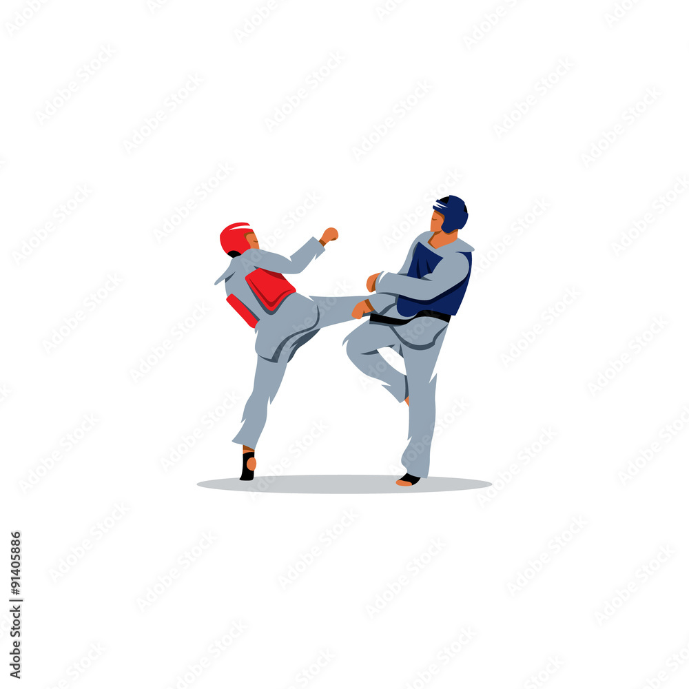 Taekwondo sign. Sports fight between two fighters. Vector Taekwondo sign. Sports fight between two fighters. Vector