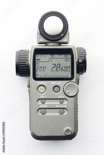 Exposure meter on white background