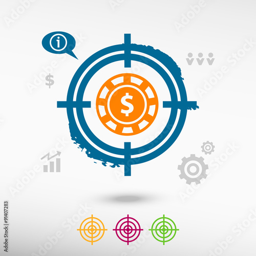 Casino gambling chips icon on target icons background