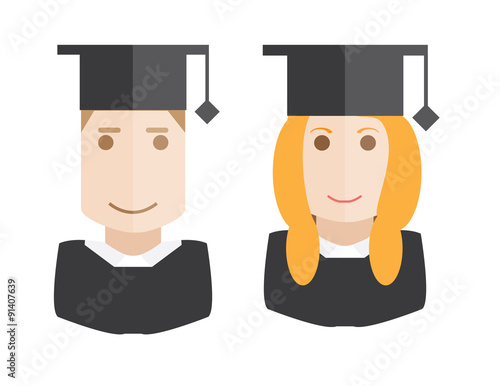 School people icons. Avatars vector students set