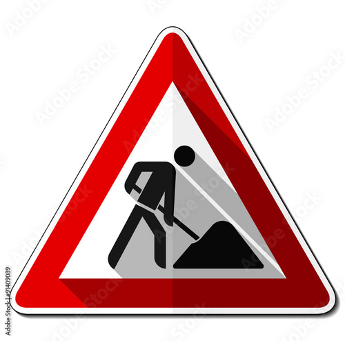 Gefahrzeichen flach – Baustelle